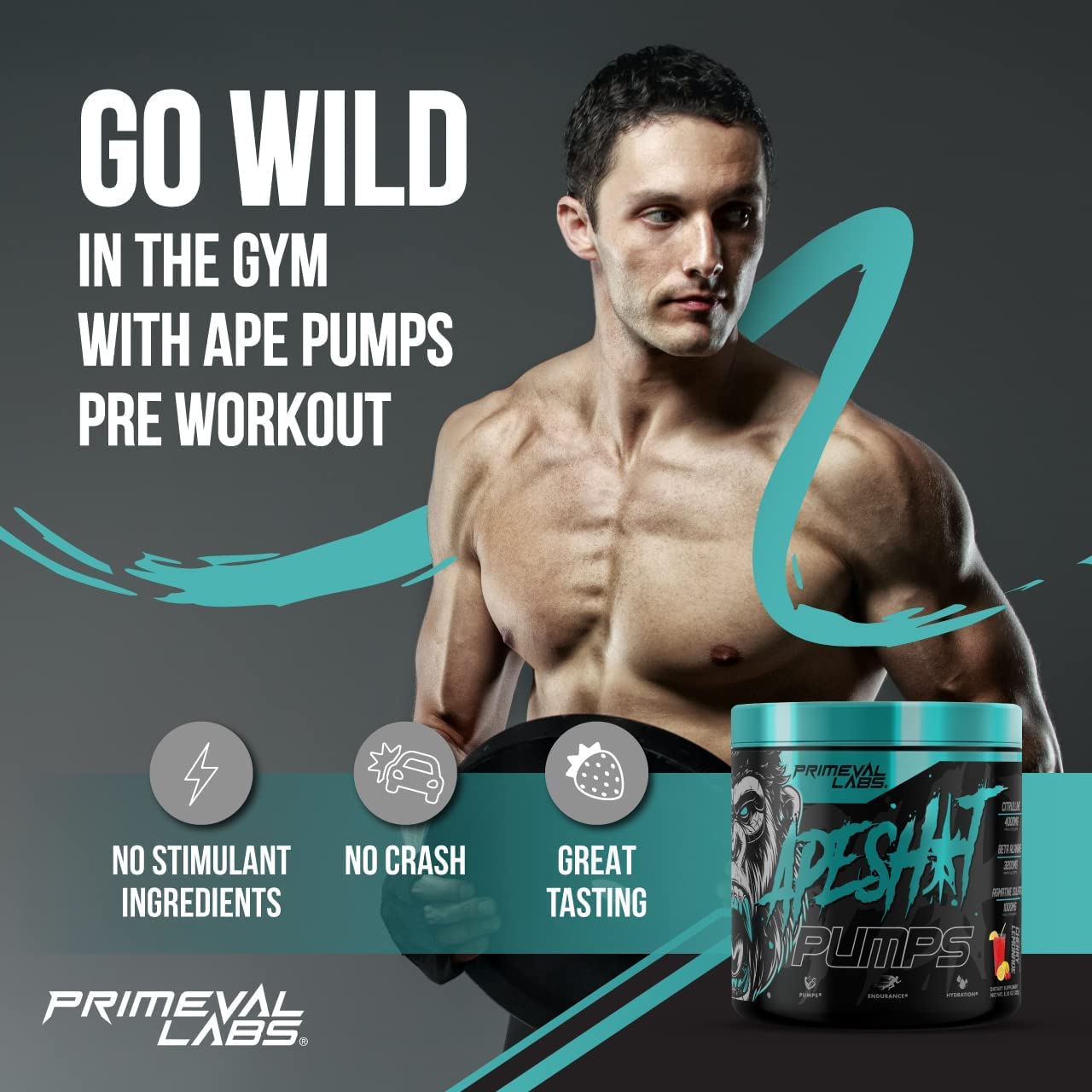 Primeval Labs Ape Pumps Natural Pre Workout Powder | Caffeine Free Preworkout Primeval Labs uk supplements
