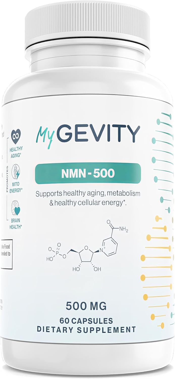 NMN 500mg per Serving – Over 99% Purity – Nicotinamide Mononucleotide Capsules for NAD+ Support, Cellular Energy & Healthy Aging – Vegan, Non-GMO, cGMP Certified Facility, Made in USA – 60 Capsules MyGevity uk supplements