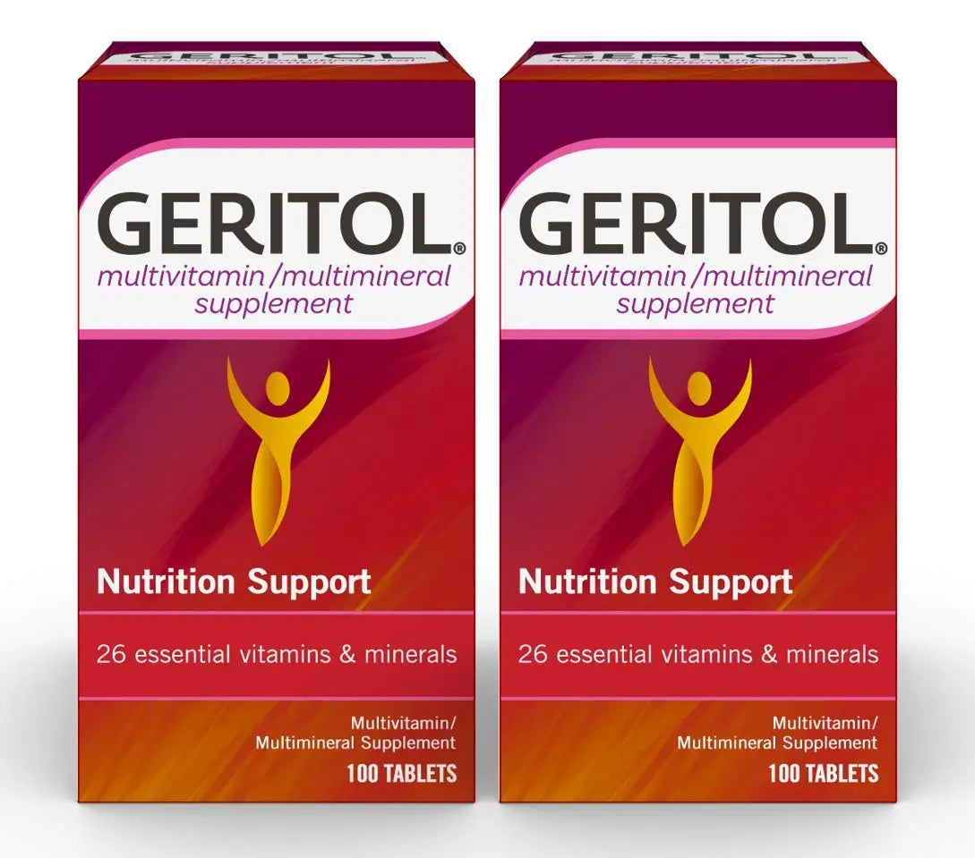 Geritol Multi-Vitamin Nutritional Support Tablets, Balance of 26 Essential Vitamins and Minerals, 100-Count Bottles (Pack of 2) Geritol uk supplements