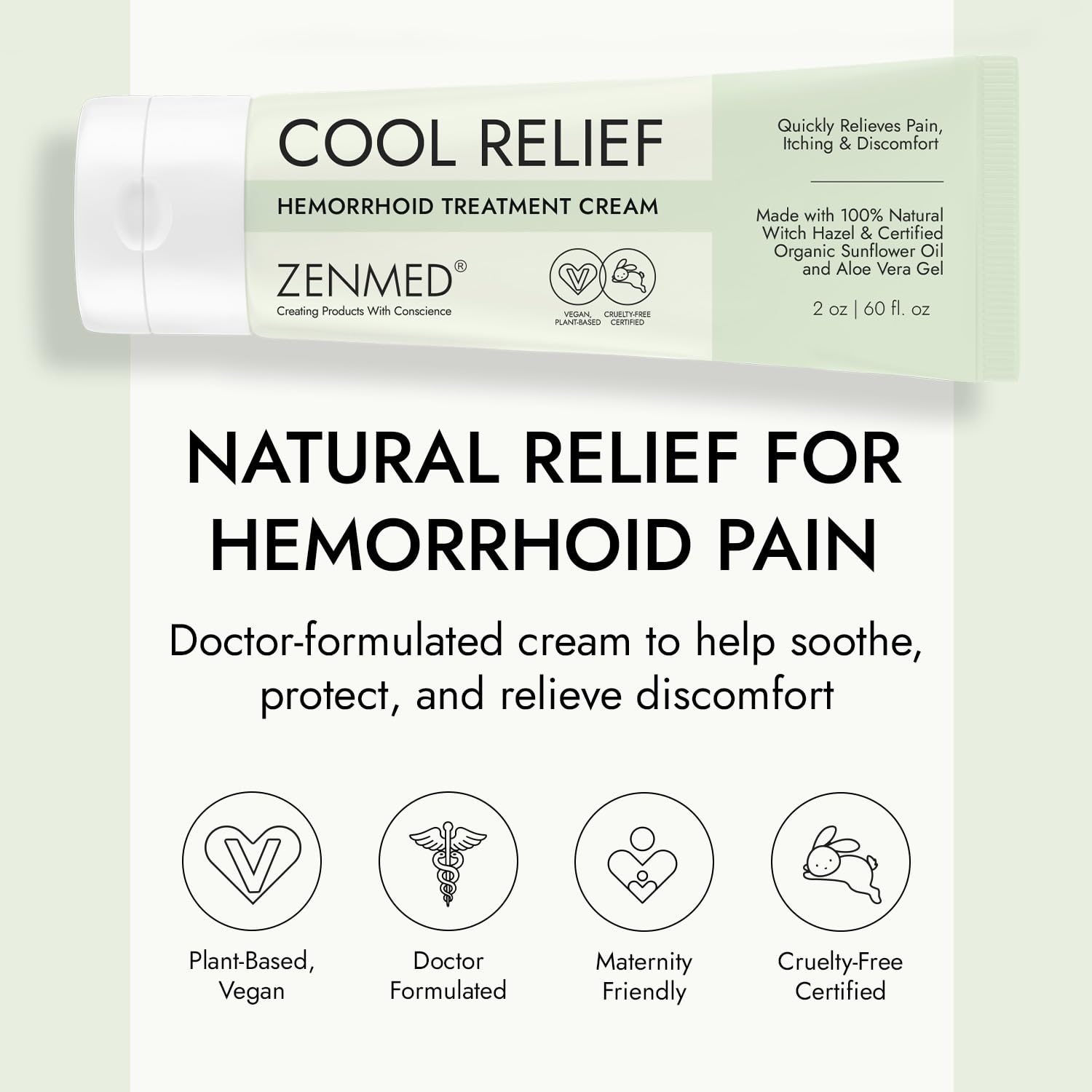 ZENMED Cool Relief - 2 oz Natural Herbal Cream with Organic Ingredients of Hemorrhoids Formula ZENMED uk supplements