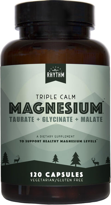 Natural Rhythm Triple Calm Magnesium Complex - 120 Capsules, Chelated Magnesium Glycinate, Taurate & Malate, High Absorption Supplement for Sleep, Stress, Muscle & Heart Support, Non-GMO, Vegan Natural Rhythm uk supplements