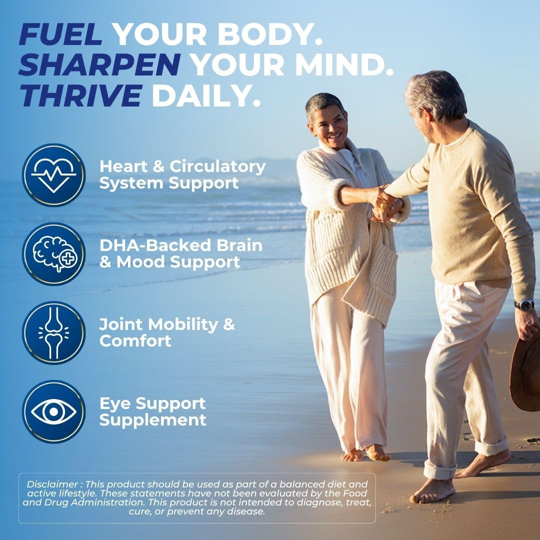Vital Omega 3 Fish Oil Supplements 2400mg | 864mg EPA & 576mg DHA | 1440mg Total Omega-3 Fatty Acids | Promotes Brain & Heart Health | Non-GMO, Gluten-Free, Sugar-Free | Lemon | 60 Day Servings VITAL NUTRITIVE uk supplements