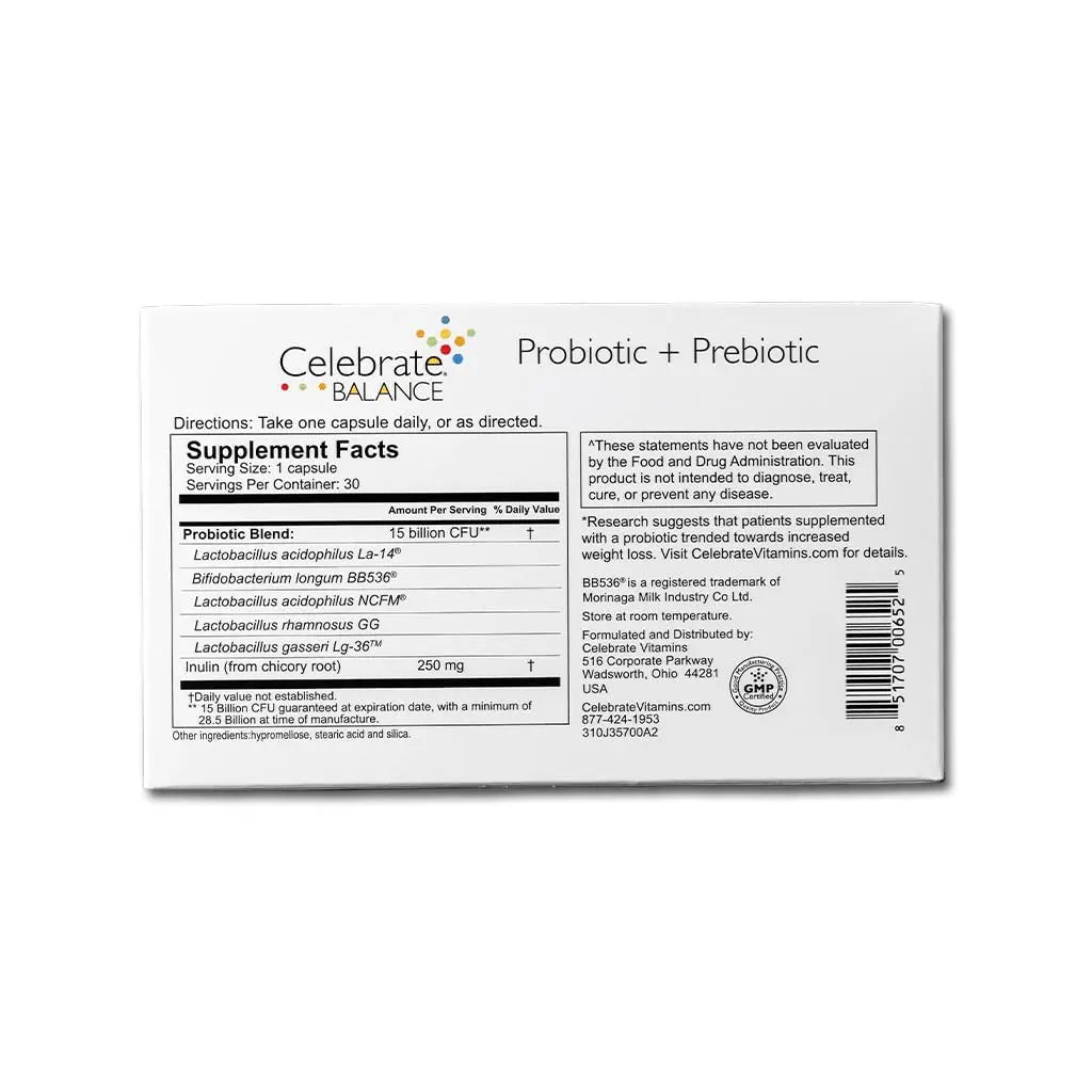 Celebrate Vitamins CelebrateONE Bariatric Multivitamin 18mg Iron & Balance Probiotic + Prebiotic Capsules Bundle – Supports Digestive Health, Iron Levels Celebrate Bariatric Supplements uk supplements