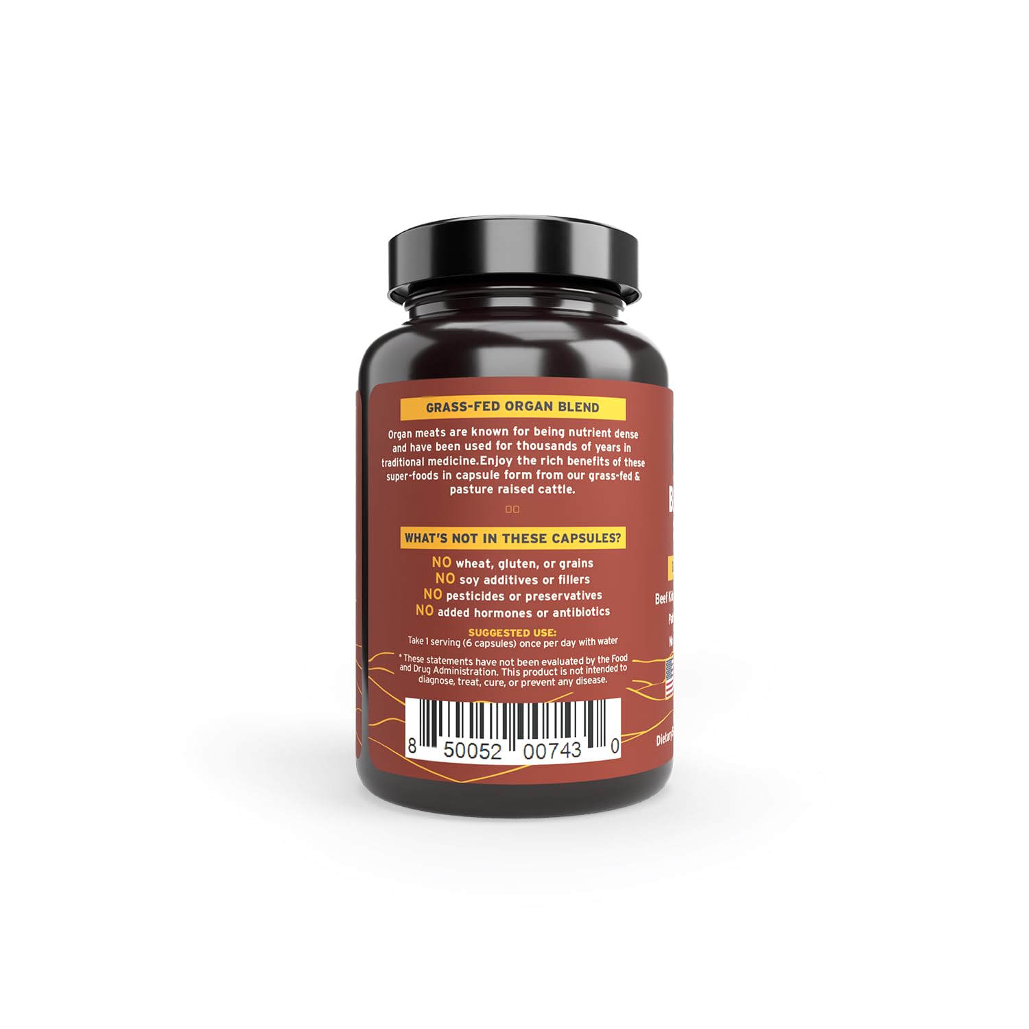 Paleo Pro O.G. Blend Premium Beef Organs Capsules, Kidney, Heart, Liver, Spleen and Pancreas from Grass Fed & Pastured Cows, Dietary Supplement, No GMO, 180 Capsules (Beef Organ Complex) Paleo Pro uk supplements
