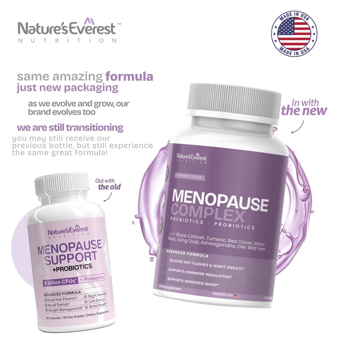 Complete Menopause Supplement for Women – Supports Hormone Balance, Hot Flashes, Night Sweats & Mood – with DIM, Black Cohosh, Dong Quai, Chasteberry, Pre & Probiotics – 90 Capsules – Made in USA Nature's Everest uk supplements