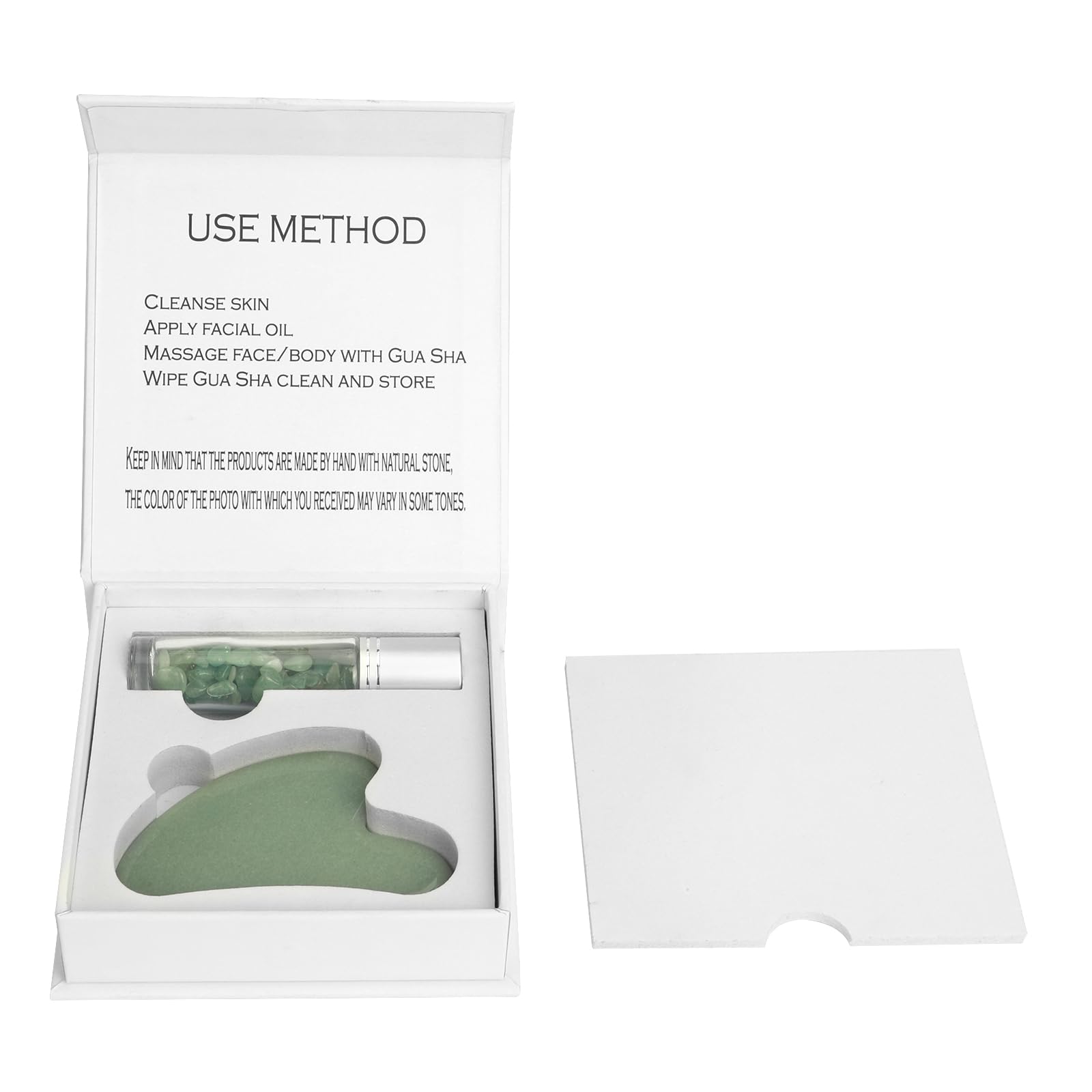Padime 2 pcs | Premium Set | Real Jade Gua Sha Tool for Facial Skin Care + Glass Bottle for Your Oil Padimë uk supplements
