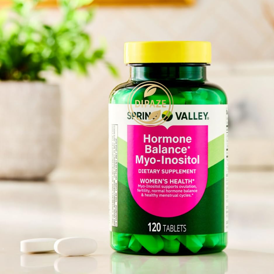 Spring Valley Hormone Balance Myo-Inositol 2000mg Dietary Supplement Tablets, 120 Count + Dipaze Gift (Container) Aus Healthcare uk supplements