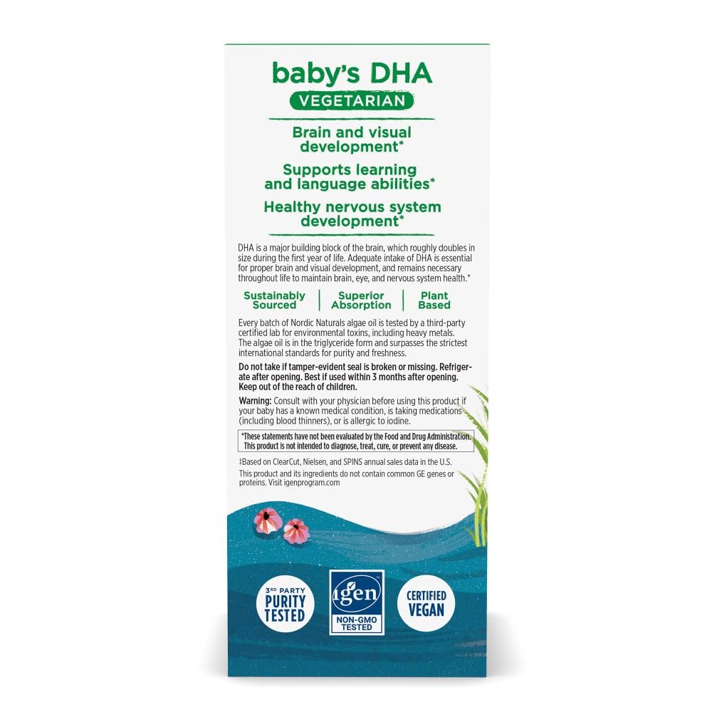Nordic Naturals Baby’s DHA Vegetarian, Unflavored - 1050 mg Plant-Based Omega-3-1 oz - Supports Brain & Vision Development in Babies - Non-GMO, Vegan - 15 Servings Nordic Naturals uk supplements