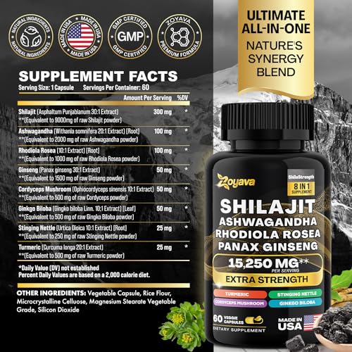 Zoyava Shilajit Pure Himalayan 9000MG,Energy Booster Ashwagandha 2000MG Zoyava uk supplements
