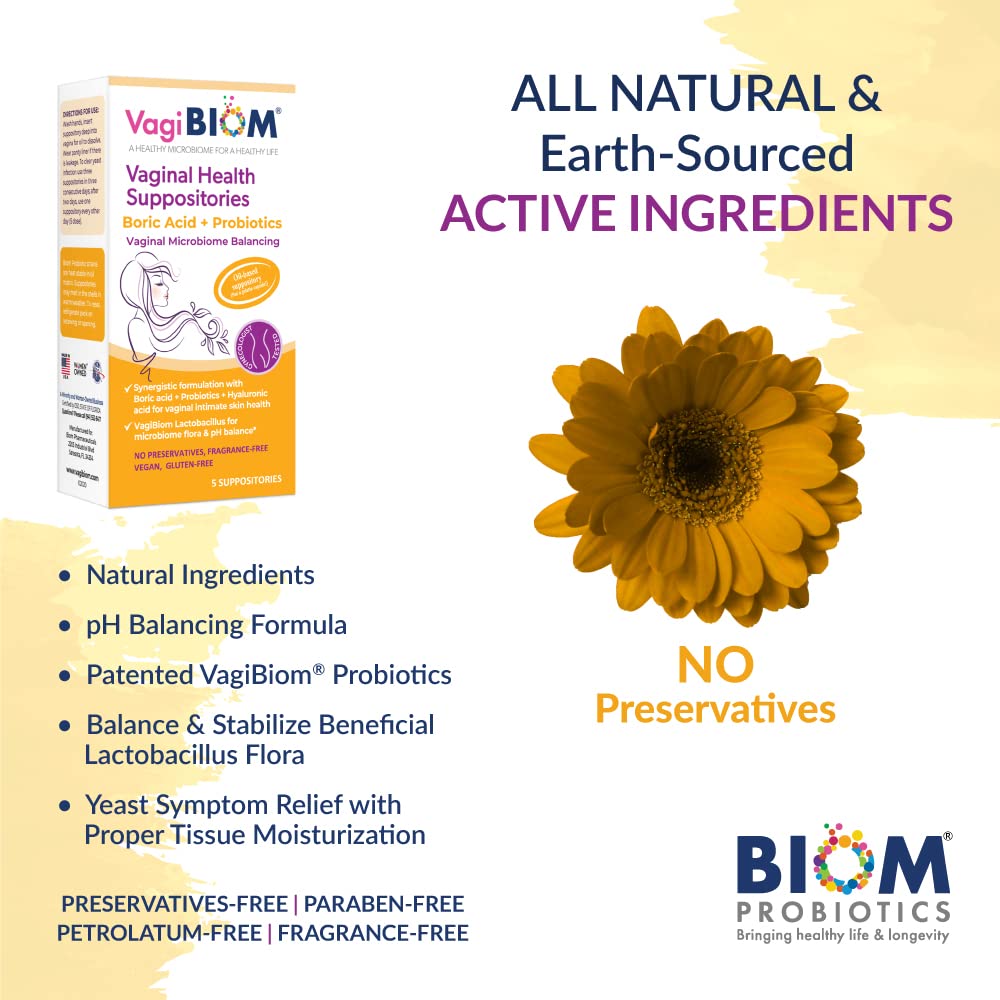 VagiBiom Boric Acid Suppositories with Lactobacillus: Microbiome Flora Balance; Balance and Nourishes VagiBiom uk supplements