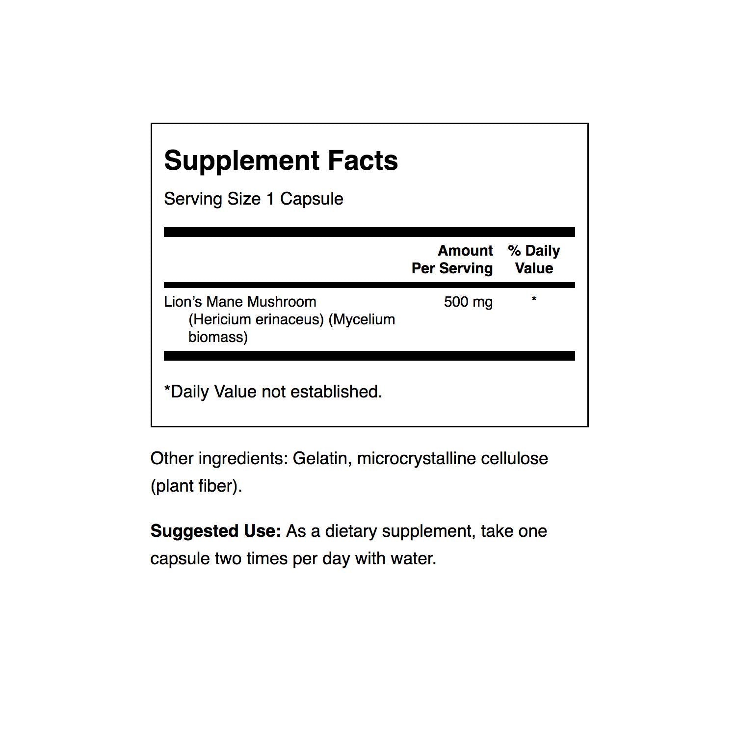 Swanson Lion's Mane Mushroom Capsules - 500 mg Each, 60 Capsules - Swanson uk supplements