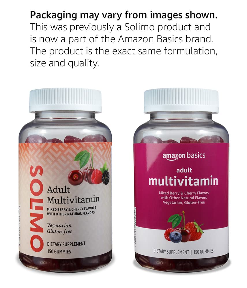 Amazon Basics Adult Multivitamin Gummies, Mixed Berry & Cherry, 150 Gummies, 75-Day Supply, Pack of 1 (Previously Solimo) Amazon Basics uk supplements
