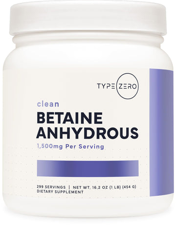 Type Zero Betaine Anhydrous Powder (1 LB) Unflavored - Clean Betaine Anhydrous Supplement, TMG, Trimethylglycine, 1,500mg Per Serving, Keto, GMO-Free Type Zero uk supplements