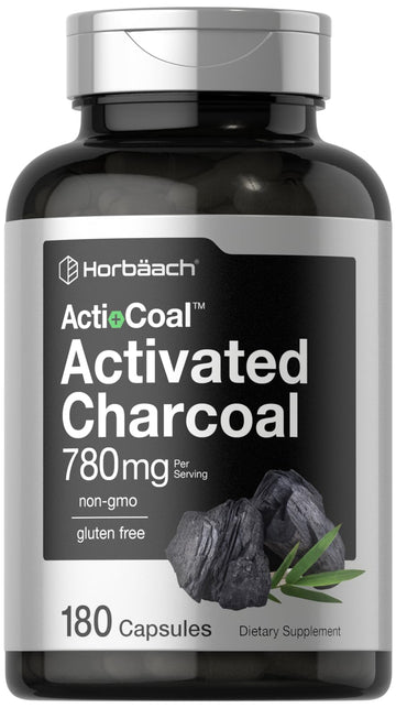 Charcoal Pills 780mg | 180 Capsules | Activated Charcoal from Coconut Shells | Non-GMO Horbäach uk supplements