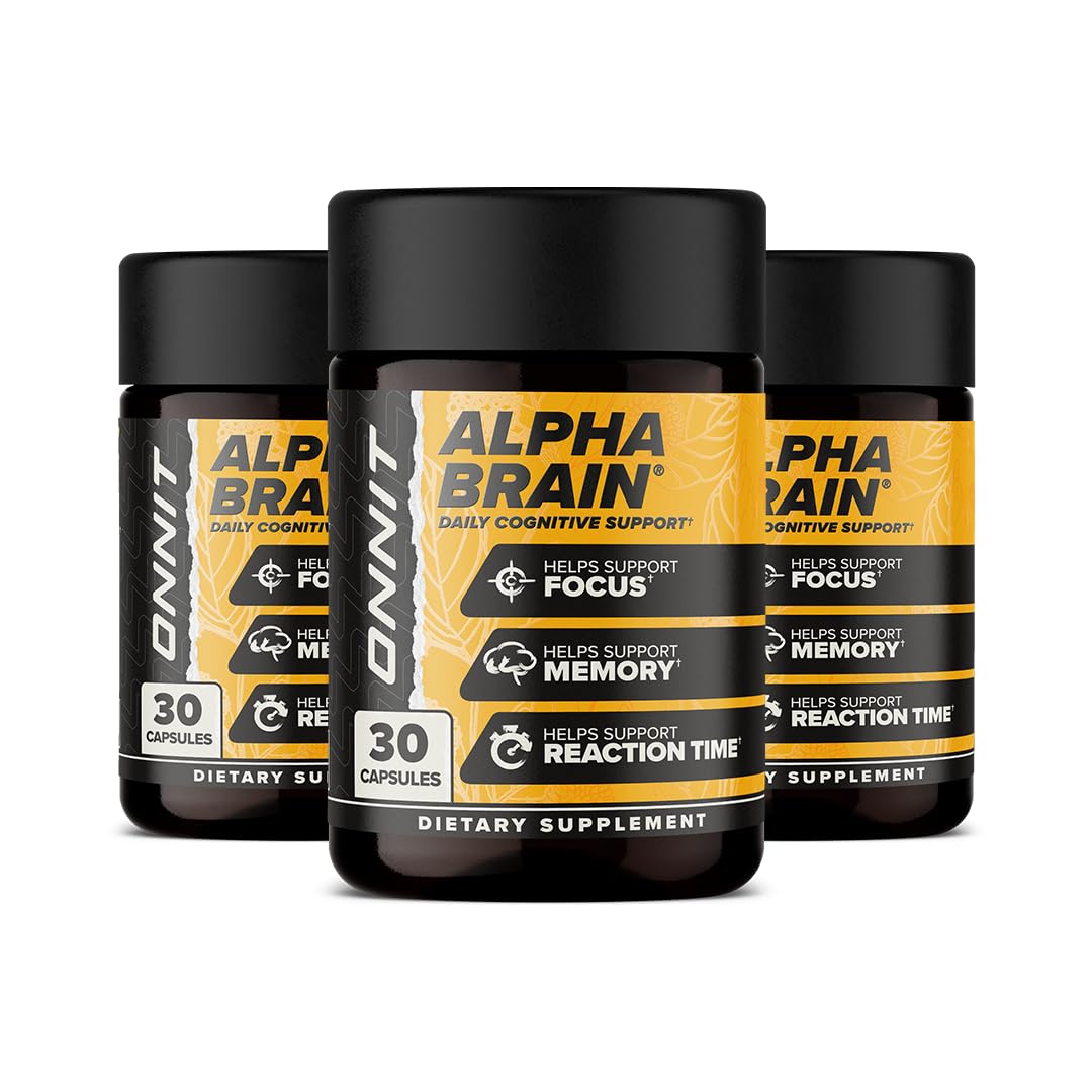 ONNIT Alpha Brain Nootropic Capsules for Men & Women, IGEN Non-GMO Tested Memory, Focus & Mental Clarity, with L-Theanine and Vitamin B6, 30 Count Each, Pack of 3 (90 Capsules) ONNIT uk supplements