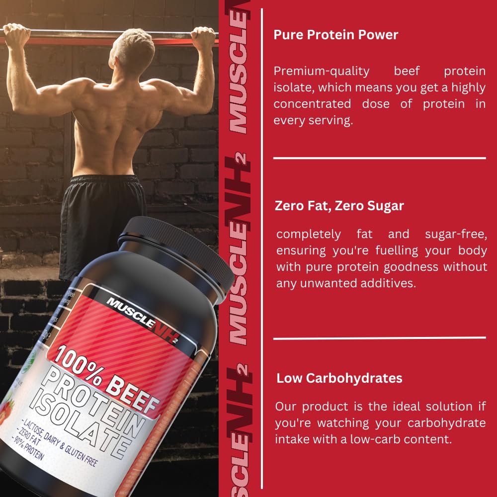 MuscleNH2 Beef Protein Isolate Powder 90%, High Protein, Low Fat, Dairy Free, Gluten Free, Soy Free MuscleNh2 uk supplements