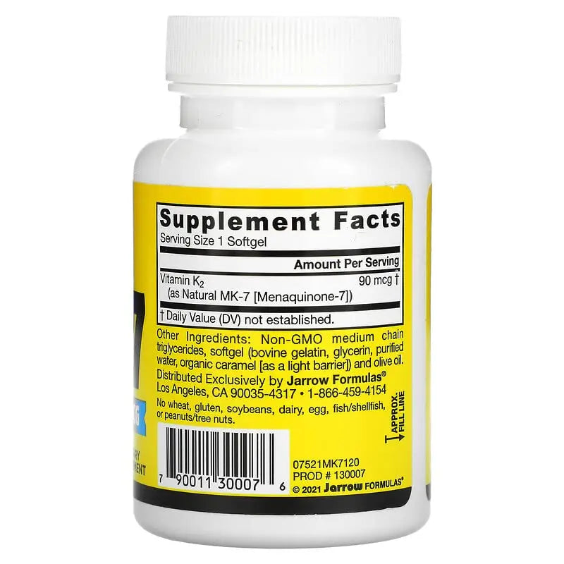 Jarrow Formulas MK-7 90 mcg - 120 Softgels, Pack of 2 - Superior Vitamin K Product for Building Strong Bones Jarrow Formulas uk supplements
