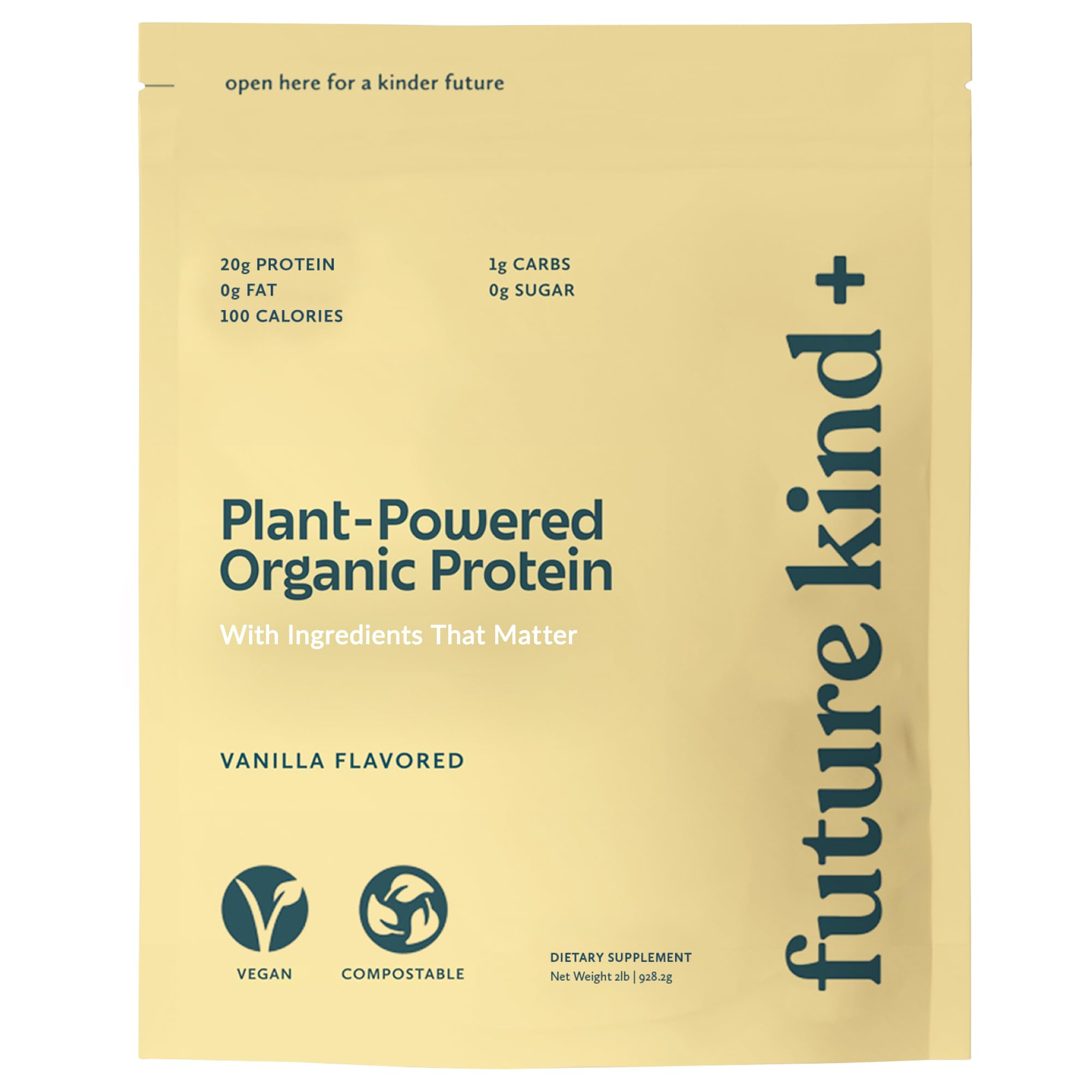 Future Kind Vegan Protein Powder, Vanilla, Pea Plant Protein for Lean Muscle with Iron & Fiber, Whey-Free, Sugar-Free, Soy-Free, Non-Dairy (34 Servings) Future Kind uk supplements