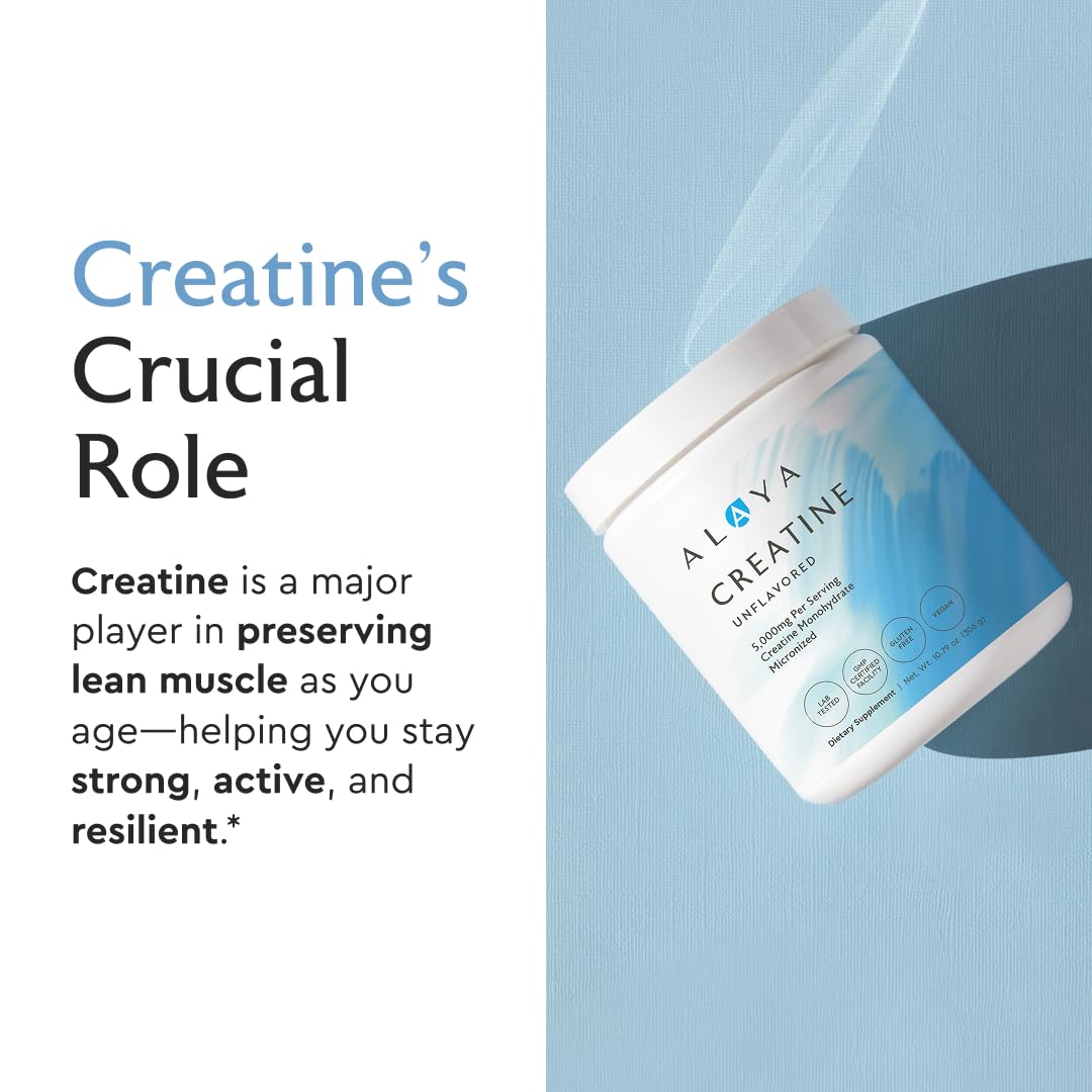Alaya Naturals Micronized Creatine Monohydrate Powder – Pure Performance Fuel for Strength, Mental Focus, Vegan, Non-GMO, Easily Mixable & Flavorless - 5 g Alaya Naturals uk supplements