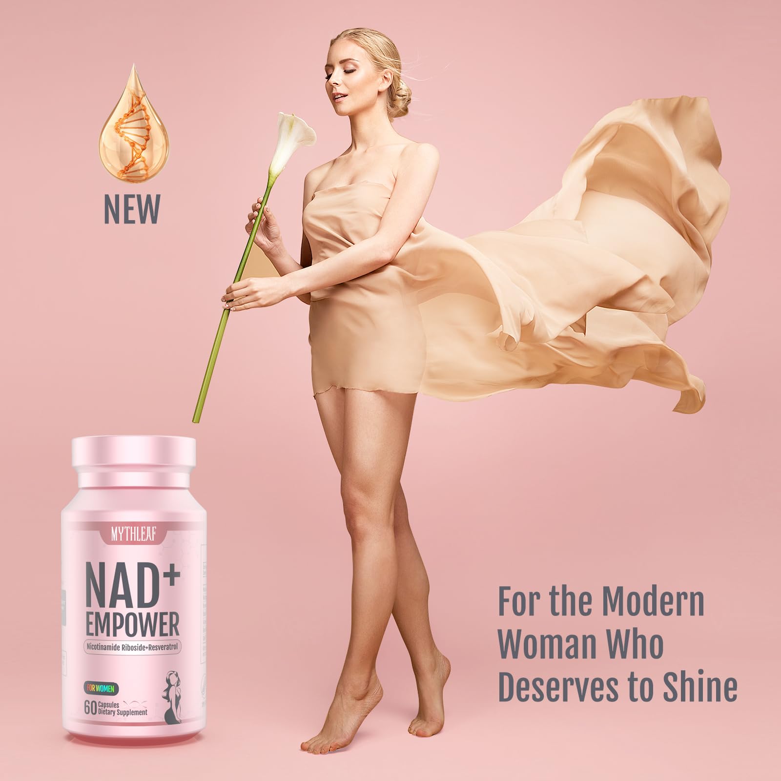 MythLeaf Exclusive NAD+ Supplement for Women,NMN Alternative with Resveratrol, CoQ10,Black Cohosh, Vitamin E for Cellular Health,Enhance Energy, Balance Mood, 60 Capsules,30 Day Supply MythLeaf uk supplements