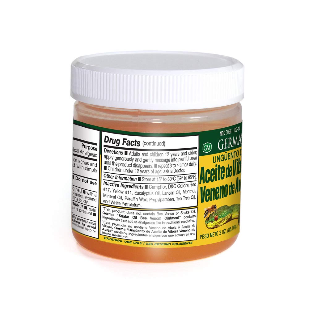 Aceite de Vibora con Veneno de Aveja 3 oz. Germa uk supplements