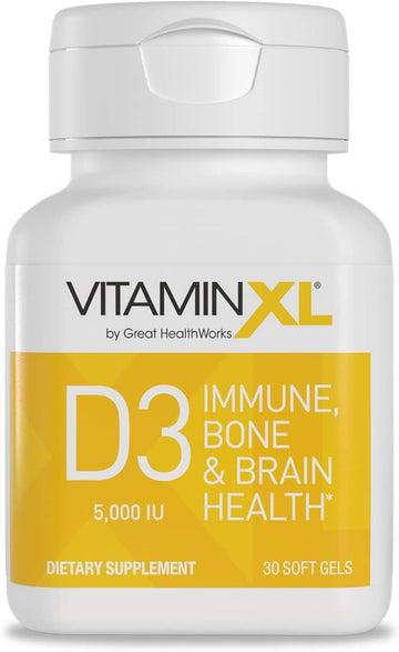 OmegaXL VitaminXL D3 High Potency Daily Vitamin D 5000 IU 125mcg Immune Support Supplement - Promotes Healthy Muscle Function & Strong Bones - Non-GMO, Gluten-Free - 30 Softgels OmegaXL uk supplements