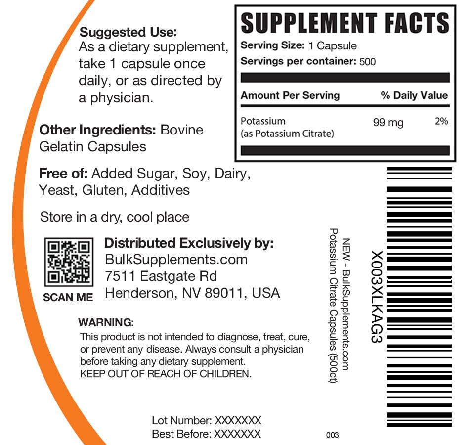 BulkSupplements.com Potassium Citrate Capsules - Potassium Supplement, Potassium BULKSUPPLEMENTS.COM uk supplements