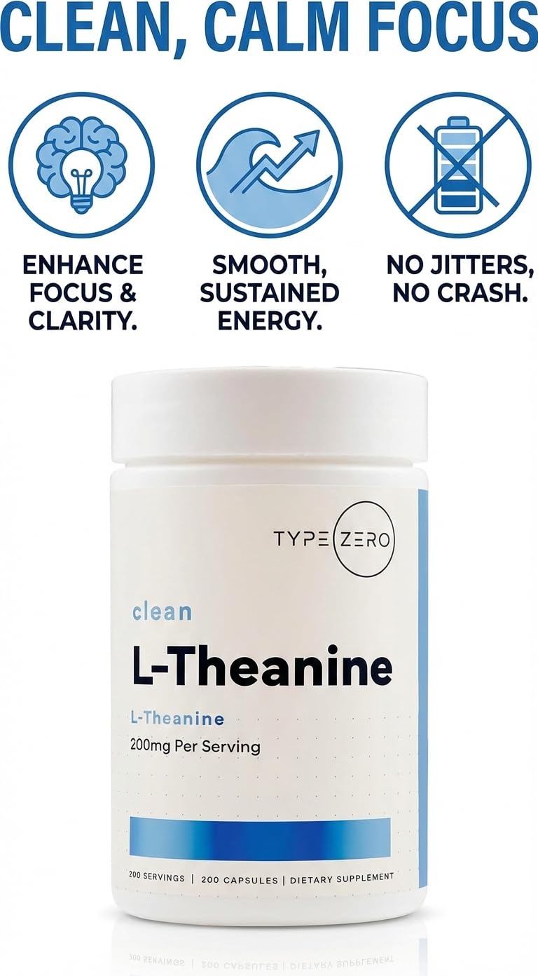 Type Zero L-Theanine (200mg) 200 Capsules - Clean L-Theanine Supplement, Keto, GMO-Free Type Zero uk supplements
