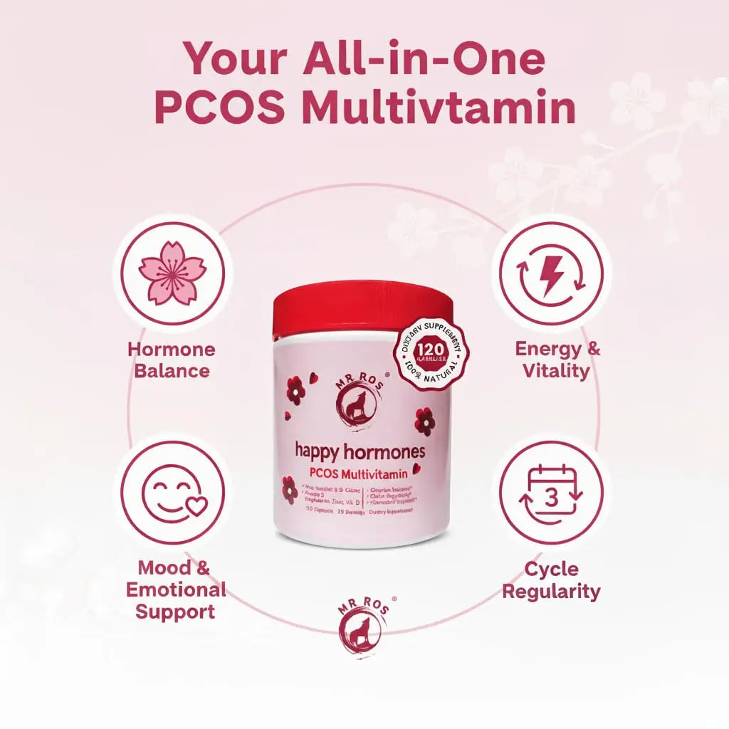 Mr Ros PCOS Multivitamin for Women – Happy Hormones Formula – Myo & D-Chiro Inositol 40:1, Omega-3, Vitamin D3, Zinc & Magnesium Mr Ros uk supplements