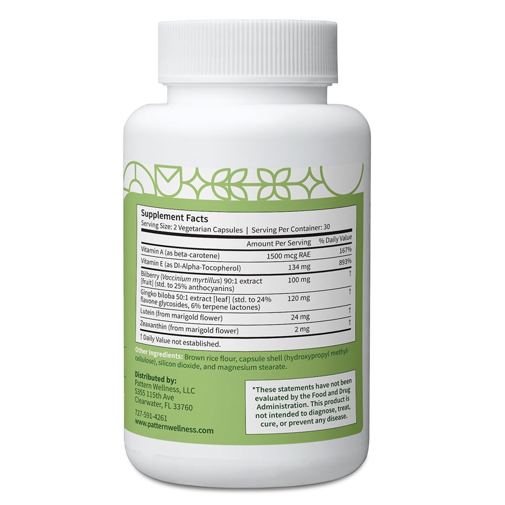 Pattern Wellness Vision Complex Supplement – Daily Eye & Visual Function Support – Herbal Extract & Vitamin Blend – 60 Vegan Capsules Pattern Wellness uk supplements