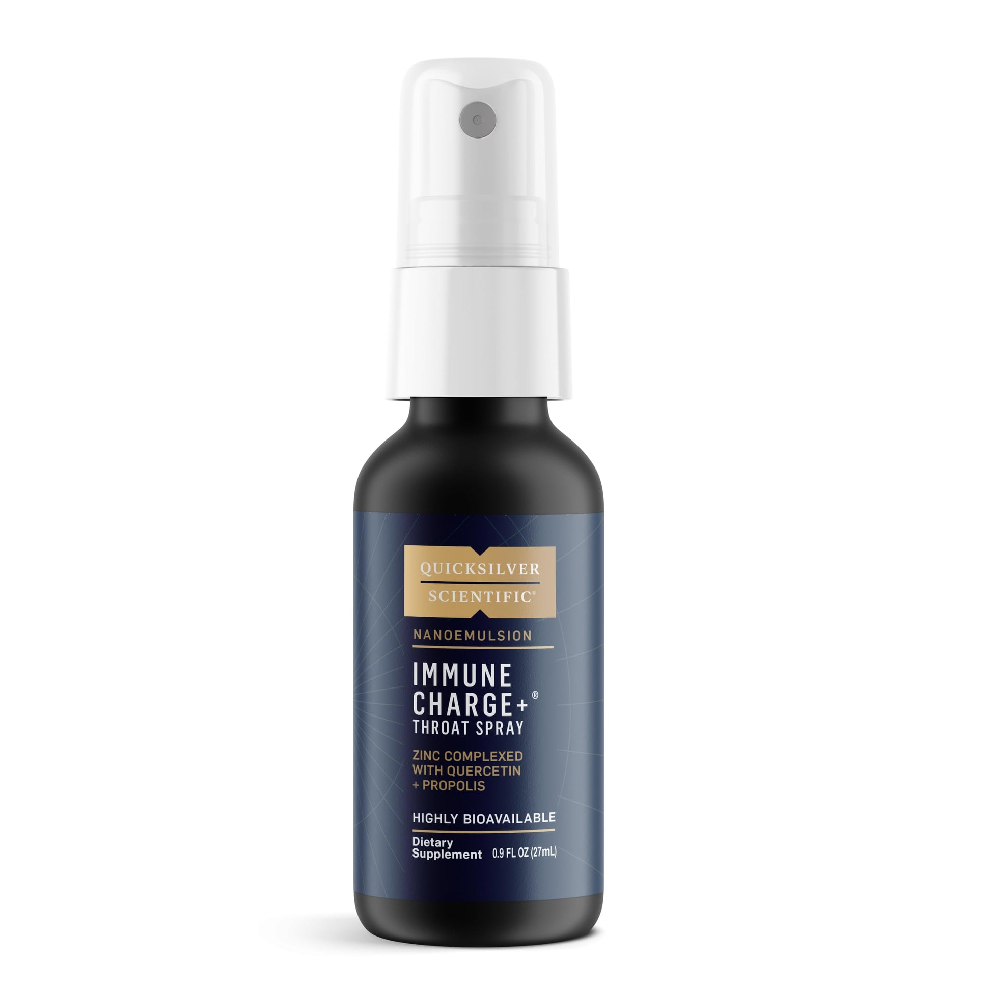 Quicksilver Scientific Immune Charge+ Zinc Throat Spray - Immune Support Liquid Supplement with Quercetin - 'Throat Coat' with Liposomal Absorption Technology (0.9 fl oz / 27ml) Quicksilver Scientific uk supplements