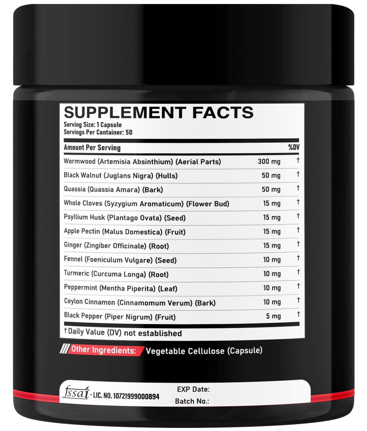 DEDICAD Wormwood Capsules - 12 Herbs Blended Black Walnut, Cloves, Ginger, Turmeric, Cinnamon, Apple, Quassia - 2 Packs 50 Capsules DEDICAD uk supplements
