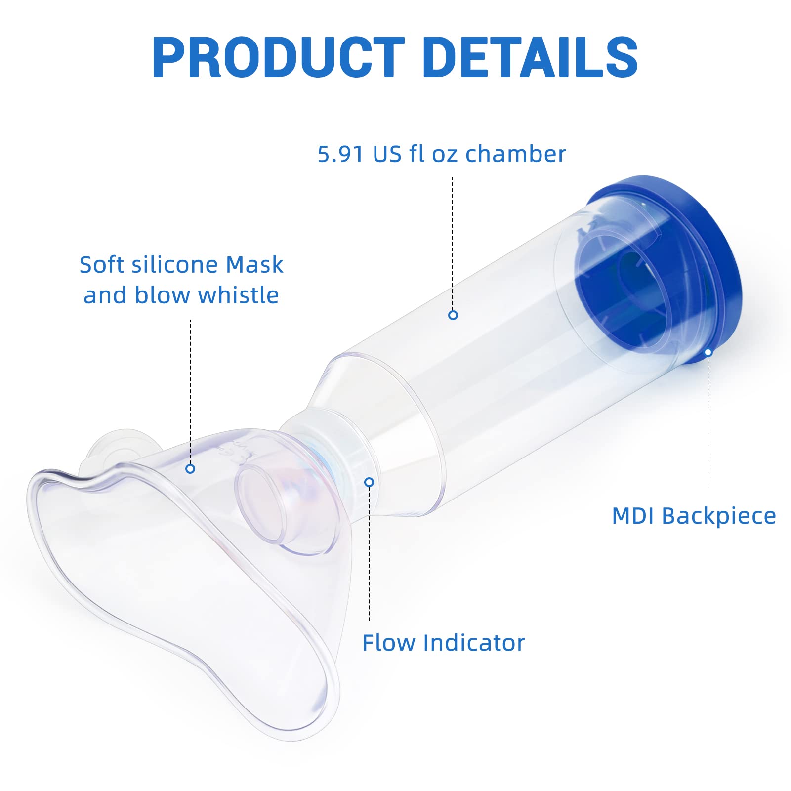Fivepropy Handheld Spacer for Kids and Adults Includes Child Mask & Adult Blue Fivepropy uk supplements