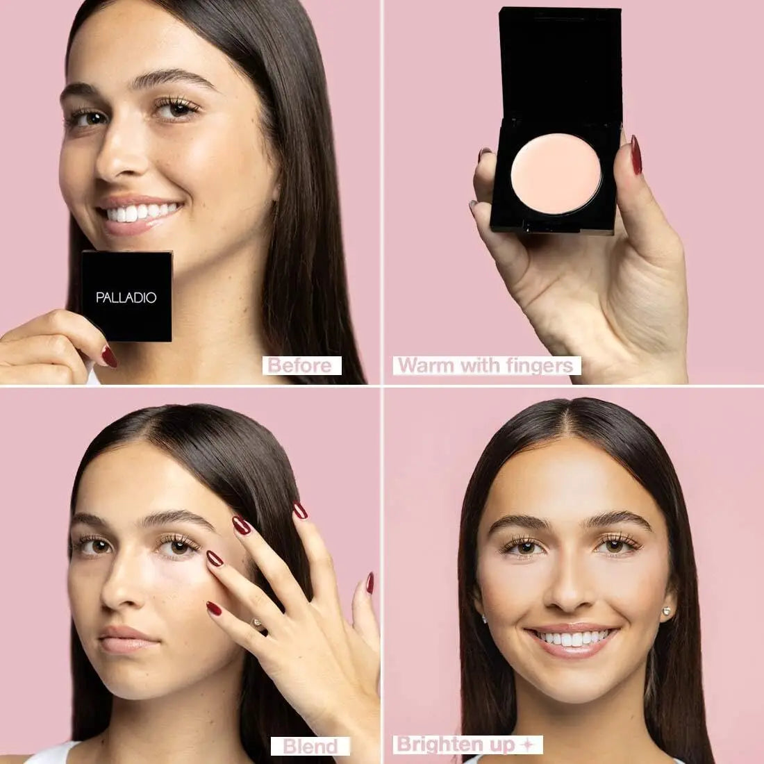 Palladio Under Eye Brightener, Conceal, Brightens, Reduces Appearance of Dark Circles, With Caffeine Peptides & Vitamin E, Tired Skin Color Correcting Brightener & Primer, Light to Medium (Soft Pink) Palladio uk supplements