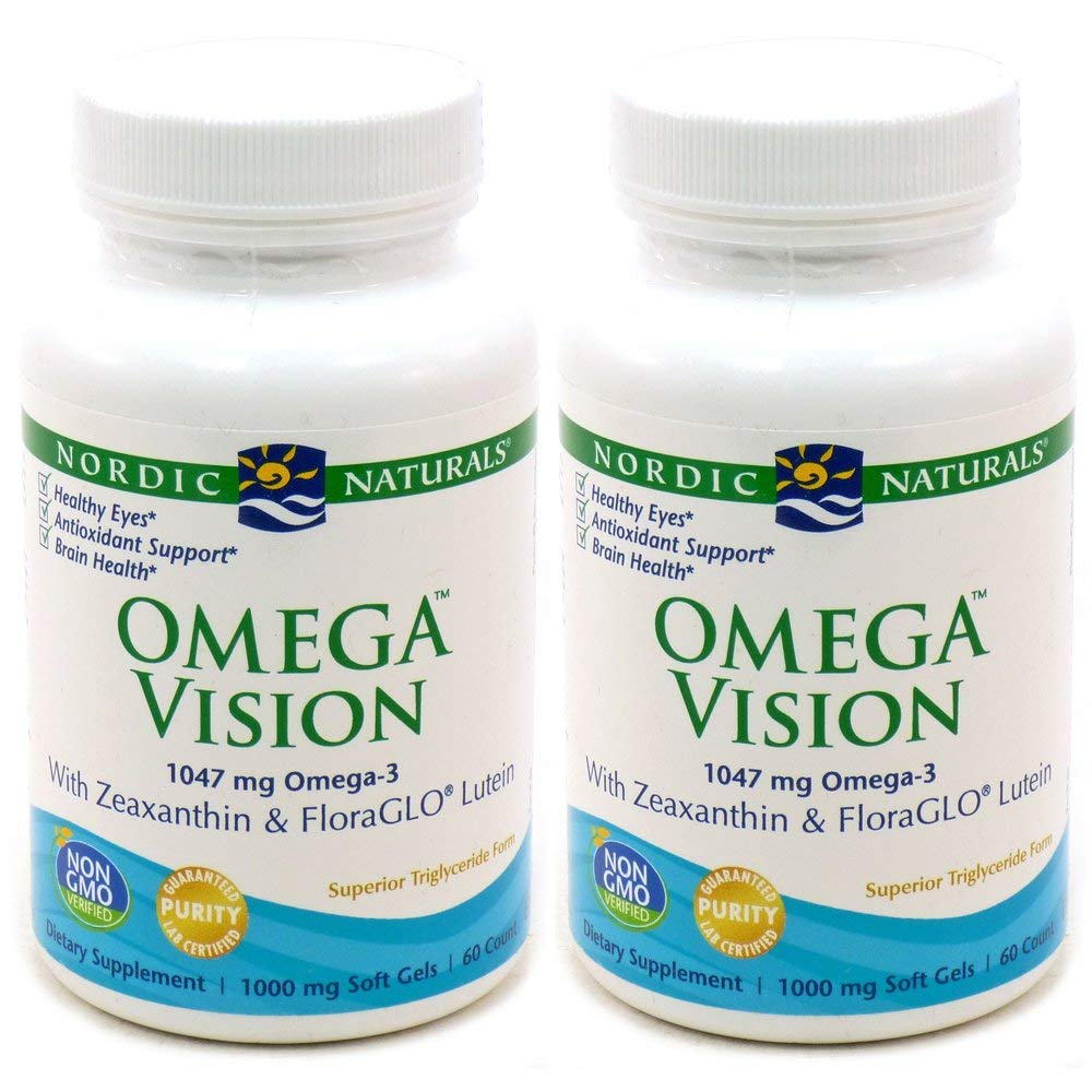 Nordic Naturals Omega Vision, Lemon - 60 Soft Gels - Pack of 2-1460 mg Omega-3 + FloraGLO Lutein & Zeaxanthin - Eye Health, Brain Health, Antioxidant Support - Non-GMO - 60 Total Servings Nordic Naturals uk supplements