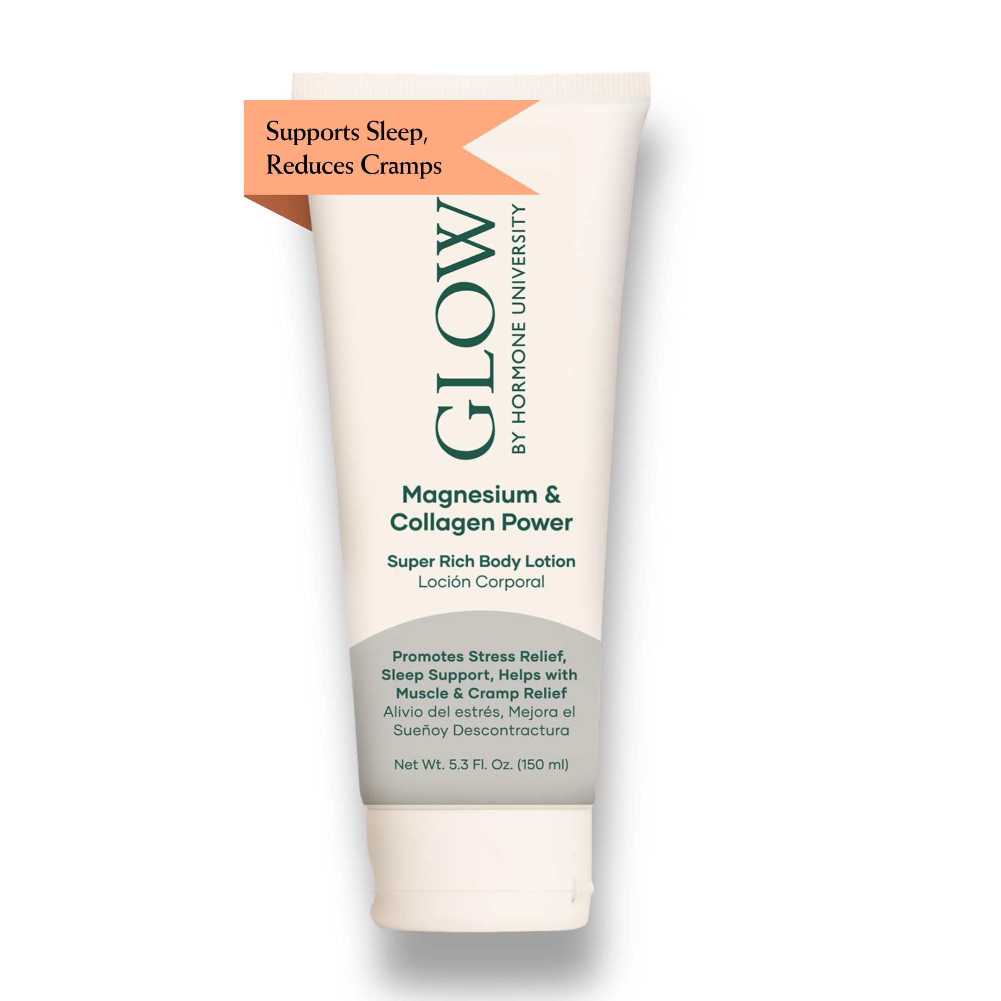 Glow by Hormone University - Magnesium Lotion with Collagen - Magnesium Cream - Bedtime Routine Sleep Lotion - The Highest Concentration of Genuine Zechstein Magnesium Chloride (Pack of 1) Glow Botanica uk supplements
