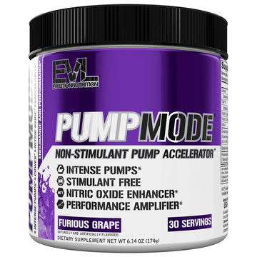 EVL PumpMode Nitric Oxide Supplement - Nitric Oxide Booster Pump Pre Workout Powder Evlution uk supplements