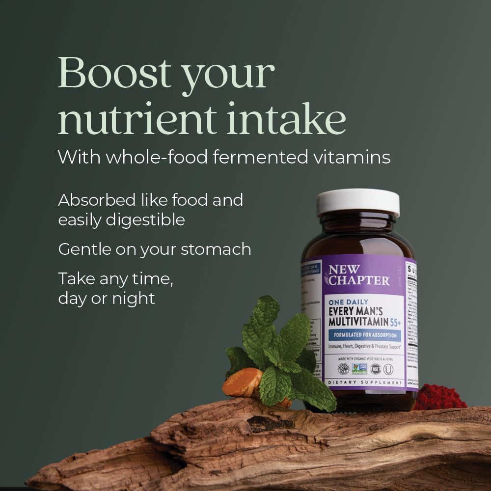 New Chapter Multivitamin for Men 50 Plus + Immune Support - Every Man's One Daily 55+ with Fermented Probiotics + Whole Foods + Astaxanthin New Chapter uk supplements