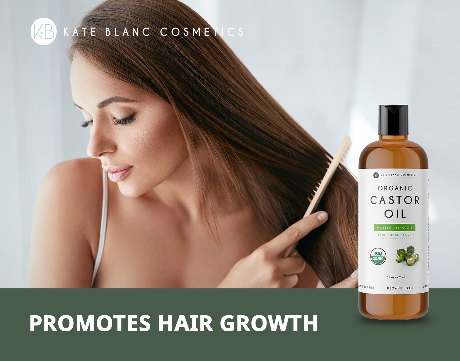 Kate Blanc Cosmetics Castor Oil 16oz - USDA Certified Organic. Cold-Pressed, 100% Pure Kate Blanc Cosmetics uk supplements