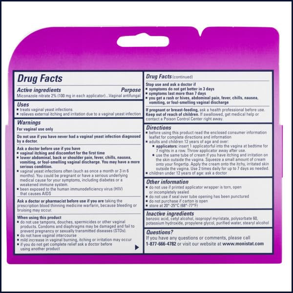 Monistat 7 Vaginal Cream with Tube Plus 7 Disposable Applicators, Anti-Fungal, For Most Vaginal Yeast Monistat uk supplements