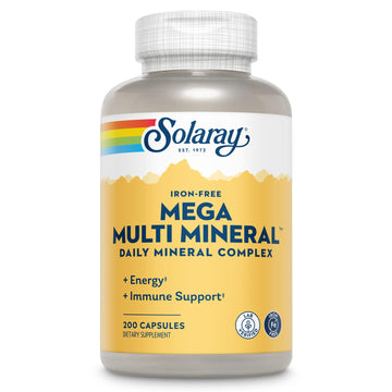 SOLARAY Mega Multi Mineral, Iron Free - Daily Mineral Supplement w/Trace Minerals, Electrolytes, Calcium, Magnesium, Zinc, Selenium, Boron -Cellular Energy, Immune Support, 60-Day Guarantee, 50 Serv SOLARAY uk supplements