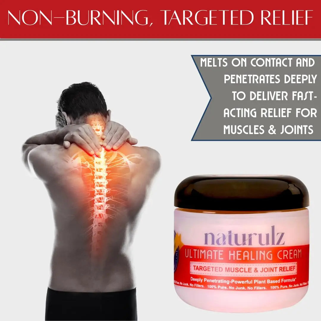 Naturulz Ultimate Healing (Medicated) Cream OTC 4 Ounce - Pain & Arthritis Topical for Sore Lower Back, Neck, Shoulders, and Muscles. All-Natural Formula with Medication Strength Capsaicin. Naturulz uk supplements