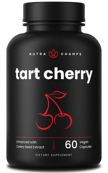 NutraChamps Organic Tart Cherry Extract Capsules - Made from Montmorency Tart Cherry Concentrate, Celery Seed & Bilberry - Uric Acid Cleanse & Joint Support - Vegan Capsules NutraChamps uk supplements