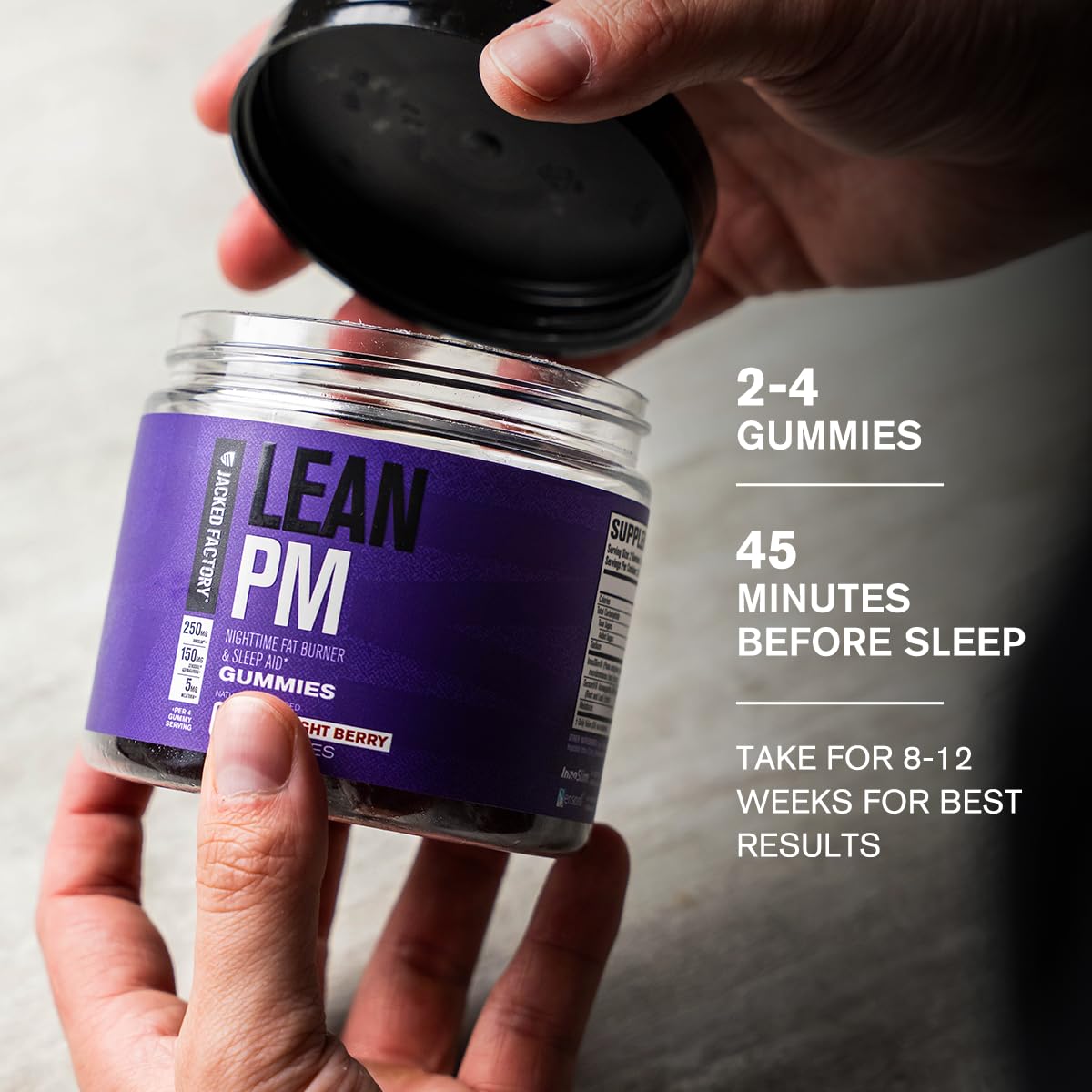 Jacked Factory Lean PM Weight Loss Gummies - Night Time Fat Burner & Appetite Suppressant Sleep Supplement with Melatonin & Ashwagandha Jacked Factory uk supplements
