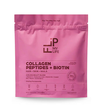 Flip My Life Collagen Peptides + Biotin, Hyaluronic Acid & Vitamin C - For Hair, Skin, Nails - Gut Health/Joint Support - Ageless Beauty Blend Supplement Powder for Men/Women - 9g Protein—26 Servings Flip My Life uk supplements