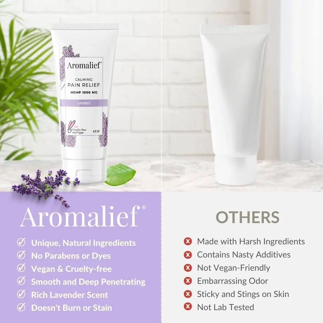Hemp Cream with Lavender Aromatherapy - 1000MG Made in USA - Muscle & Joint Relief - Menthol, Glucosamine, Chondroitin MSM - Vegan Aromalief uk supplements