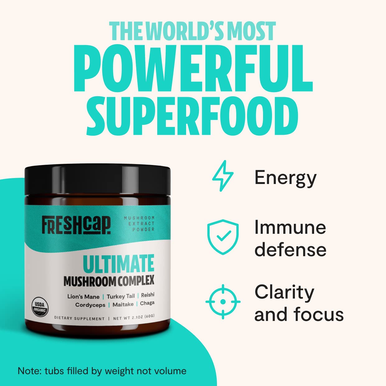 FreshCap Ultimate Mushroom Complex Powder - Lions Mane, Reishi, Cordyceps, Chaga FreshCap Mushrooms uk supplements