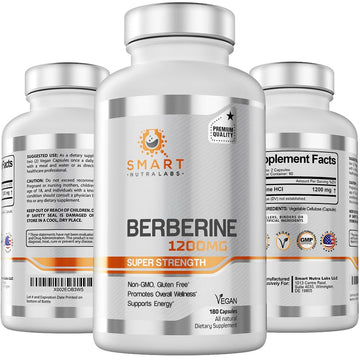 Smart Nutra Labs Premium Berberine HCL 1200mg- 180 Vegan Capsules, 100% Pure Smart Nutra Labs uk supplements