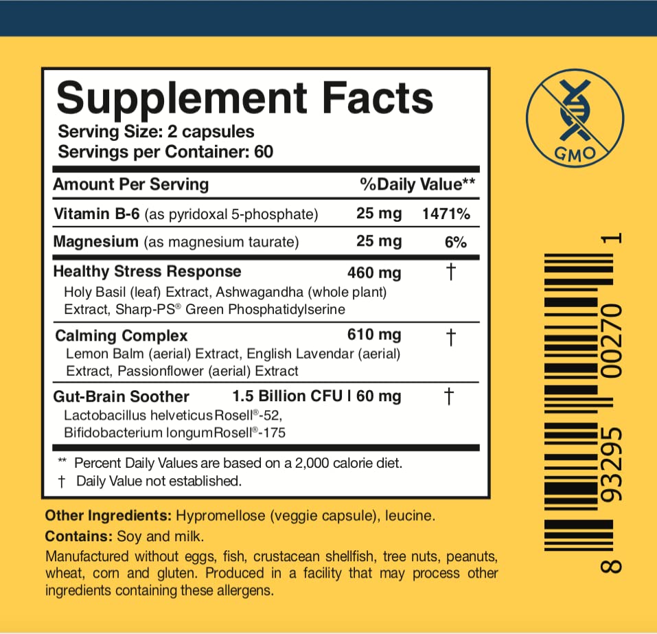Researched Nutritionals AnxiaEase - Stress, Cortisol Management & Mood Support Supplement - Botanicals, Vitamin B6, Magnesium & 'Psychobiotic' Probiotic Strains (120 Capsules) Researched Nutritionals uk supplements
