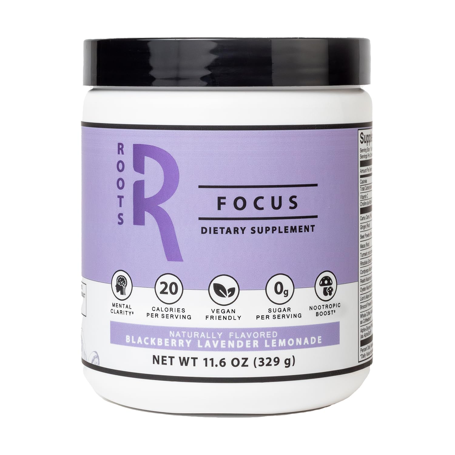Roots Focus Brain Supplement - Nootropic Mushroom Supplement Powder for Memory, Focus, Energy - Lion's Mane, Cordyceps, Reishi Mushrooms with Caffeine - Blackberry Lemonade, 11.6oz Tub (50 Servings) Silver Star Nutrition uk supplements
